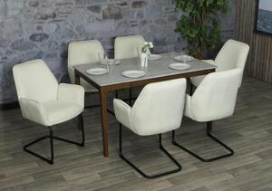 Sada 6 konzolových židlí HWC-G67, jídelní židle kuchyňská židle, látka/textil Oeko-Tex MVG krémově béžová