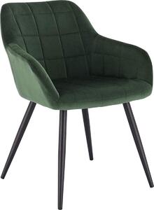 Jídelní židle samet zelená – černé kovové nohy – – výška sedáku 47 cm – moderní – 1 kus