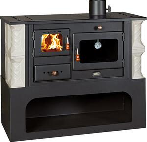 Krbová kamna na dřevo 10 kW s keramikou (bílá) 1P34-K ALB