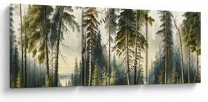 Obraz - Vintage krajina lesů (s hodinami) (90x30 cm)
