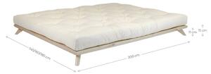 Dvoulůžková postel z borovicového dřeva s matrací Karup Design Senza Comfort Mat Natural Clear/Natural, 140 x 200 cm