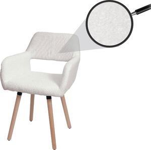 Jídelní židle HWC-A50 II, židle kuchyňská židle čalouněná židle, dřevo látka/textil bouclé (450g/m²) krémová