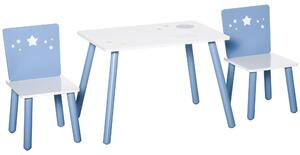 HOMCOM Dětský stůl a 2 židle Sada Dřevěný stůl se židlemi pro děti 2-4 roky Stůl 60x40x43 cm a židle 28x26x48 cm do ložnice nebo obývacího pokoje Bílá