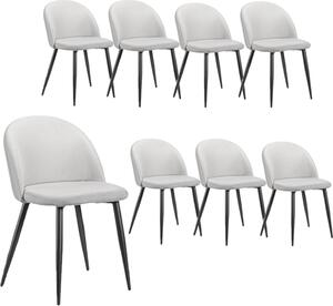Jídelní židle AIORBER, 8-St, plátěná, černý kovový rám, měkké čalounění, ergonomická, stabilní a odolná, do jídelny, 45x54x78cm, béžová barva