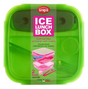 Zelený obědový box s příborem a chladičem Snips Lunch, 1,5 l