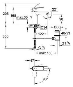 Grohe Eurosmart Cosmopolitan umyvadlová baterie stojící StarLight Chrome 2339600E