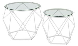Přístavný stolek ROUND 2 průhledná/bílá, set 2 ks