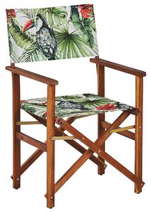 Sada 2 zahradních židlí a náhradních potahů tmavé akáciové dřevo/vzor tukan CINE
