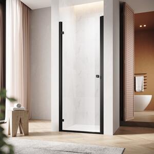 SONNI 80x195cm dveře do sprchové niky, 6mm bezpečnostní sklo, sprchové dveře se závěsem, matně černé křídlové dveře do sprchových koutů, sprchové dveře do zásuvky