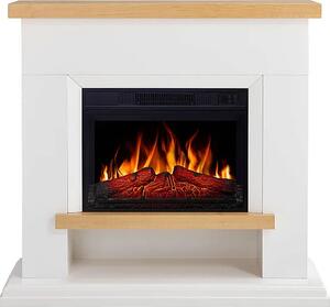 Elektrický krb ArtiFlame Shelford AF23S Elektrický krb s topením 18kW Realistický 3D efekt plamene LED osvětlení Dálkové ovládání Časovač Bílý