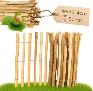 Plot z lískového oříšku PINEEA 80 cm vysoký – 5 m dlouhý dřevěný plot pro zahradu, ochranu rostlin a dekorace – odolný vůči povětrnostním vlivům
