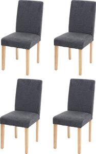 Sada 4 jídelních židlí Kuchyňská židle Littau Textil, antracitově šedá, světlé nohy