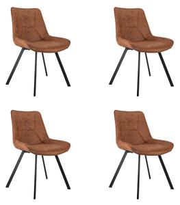 Sada 4 jídelních židlí vintage vzhledu, umělá kůže, čalounění, čtyři nohy pro vynikající stabilitu, měkké sezení