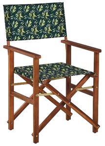 Sada 2 zahradních židlí a náhradních potahů tmavé akáciové dřevo/vzor oliv CINE