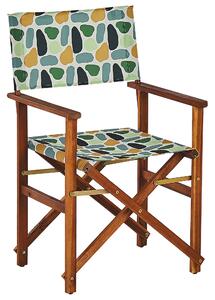 Sada 2 zahradních židlí a náhradních potahů tmavé akáciové dřevo/vícebarevný motiv CINE