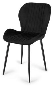 Čalouněná židle MONTI Velvet Black- Jídelní židle - Sametový potah - Obývací pokoj Kuchyně Jídelna - Kovové nohy - Pohodlná židle