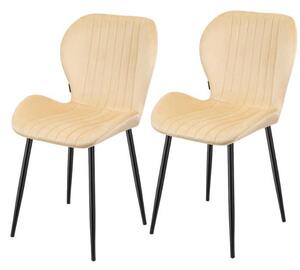 2x čalouněná židle MONTI Velvet BEIGE, sada 2 židlí – jídelní židle – sametové čalounění – obývací pokoj, kuchyň, jídelna – kovové nohy – pohodlná židle