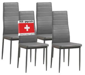 Jídelní židle Albatros MILANO sada 4 ks, šedá - Čalouněná židle s potahem z Imitace kůže, moderní stylový design k jídelnímu stolu - Kuchyňská židle nebo židle do jídelny s vysokou nosností až 110 kg
