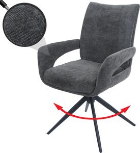 Jídelní židle HWC-O78, kuchyňská židle židle, otočná automatické vrácení, látka/textil žinylka (310g/m²) Oeko-Tex tmavě šedá