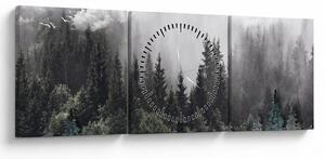 Obraz - Les s ilustrovanými prvky (s hodinami) (90x30 cm)