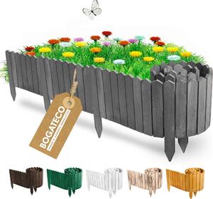 BOGATECO Rollborder dřevěné latě | 40 cm vysoké a 200 cm dlouhé | dřevěný plot | plot z latí ideální jako lemování záhonů | antracitová barva