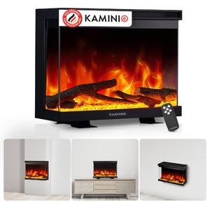 KAMINIO Elektrický krb LEA – Elektrický krb 3 v 1 s panoramatickým výhledem, topením, 3D efektem plamenů, 12 barvami plamenů, dálkovým ovládáním – 30 palců