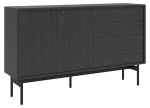 Selsey Olar II – Komoda, 2 dvířka, ořech Portland, černá barva, 154 cm