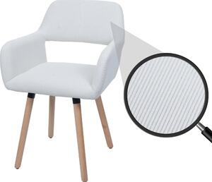 Jídelní židle HWC-A50 II, židle kuchyňská židle čalouněná židle, dřevo tkanina/textilní kord (400g/m²) krémově bílá