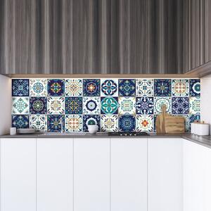 Sada 30 nástěnných samolepek Ambiance Tiles Azulejos Forli, 10 x 10 cm