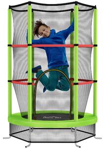 HOMCOM Dětská trampolína Ø140x190 cm pro děti 3-6 let se bezpečnostní sítí, 45 kg nosnost, interiérová zelená | Aosom