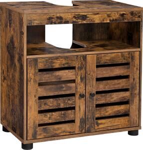 BEGRYF Skříňka pod umyvadlo 60x30x63 cm tmavě hnědá Koupelnová skříňka Dřevěná skříňka s dvířky Vintage styl