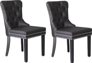 ByLIVING jídelní židle set 2 DOMINO / umělá kůže tmavě hnědá / rám z masivního dřeva černý / š 48,5, v 93, hl 61 cm