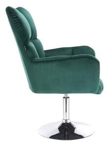 LuxuryForm Křeslo AURORA VELUR na stříbrném talíři - zelené