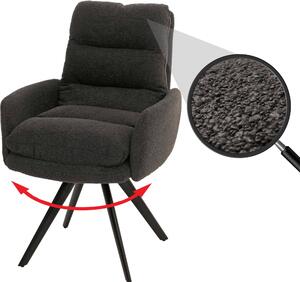 Jídelní židle HWC-G66, kuchyňská židle židle, otočná automatická poloha látka/textil bouclé MVG tmavě šedá, s područkami