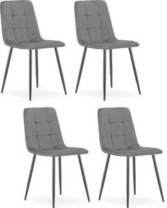 Židle CETARA tmavě šedá, čalouněná velurem, kovové nohy, 4 kusy, do obývacího pokoje, kanceláře, ložnice, rozměry 45x87x51 cm, nosnost do 110 kg