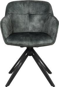 CasaDolce, sada 2 jídelních židlí ROCKER, tmavě zelená, 100% polyester, černá kovová podnož, s područkami