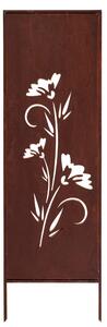 Zahradní dekorativní panel z oceli s patinou „Karafiáty“ 160x50 cm, efekt corten