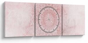 Obraz - Růžová mandala (s hodinami) (90x30 cm)