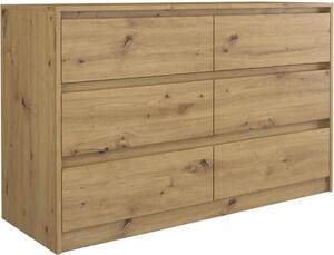 Topeshop K120 ARTISAN 2X3, Dub, 6 zásuvka/zásuvek, Dřevotřískové desky, Moderní, Dřevotřískové desky, Matný