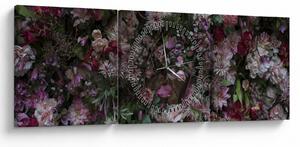 Obraz - Květinová zeď (s hodinami) (90x30 cm)
