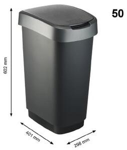 Plastový odpadkový koš v černo-stříbrné barvě 50 l Twist – Rotho