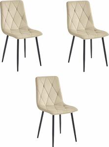 Židle Valora LIBRA Cool Beige Velvet Black Nohy Sada 3 židlí | Sada 3 židlí s béžovým odstínem a černým kontrastem