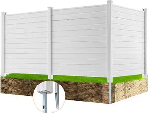 VEVOR 3xPanels zahradní plot 122x122cm plot na ochranu soukromí PVC a pozinkovaný plech zemní hrot větrný plot kovové sloupky do 50 cm laťkový plot plot na ochranu soukromí ideální pro zařízení bazénu klimatizační systémy