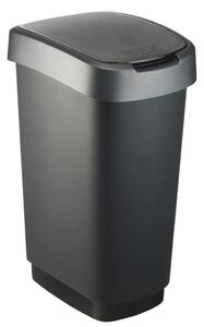Plastový odpadkový koš v černo-stříbrné barvě 50 l Twist – Rotho