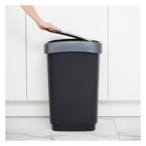 Plastový odpadkový koš v černo-stříbrné barvě 50 l Twist – Rotho