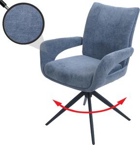 Jídelní židle HWC-O78, kuchyňská židle židle, otočná automatické vrácení, látka/textil žinylka (310g/m²) Oeko-Tex šedomodrá