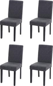 Sada 4 jídelních židlí Kuchyňská židle Littau Textil, antracitově šedá, tmavé nohy