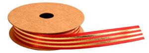 Dekorativní stuha Red / Gold stripes 1,5 cm – 5 m