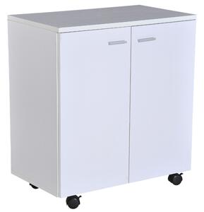 HOMCOM Mobilní TV Stánek Dřevěný Kancelářský Regál S Kolíčky a 2 Dveřmi 60x35x65cm | Aosom