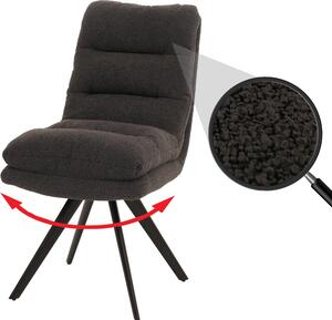 Jídelní židle HWC-G66, kuchyňská židle židle, otočná automatická poloha látka/textil bouclé MVG tmavě šedá